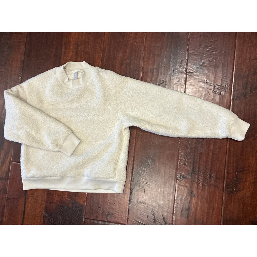 Athleta Sherpa Sweatshirt Asana Womens S 502853 Cream Mock Neck Fleece Pullover